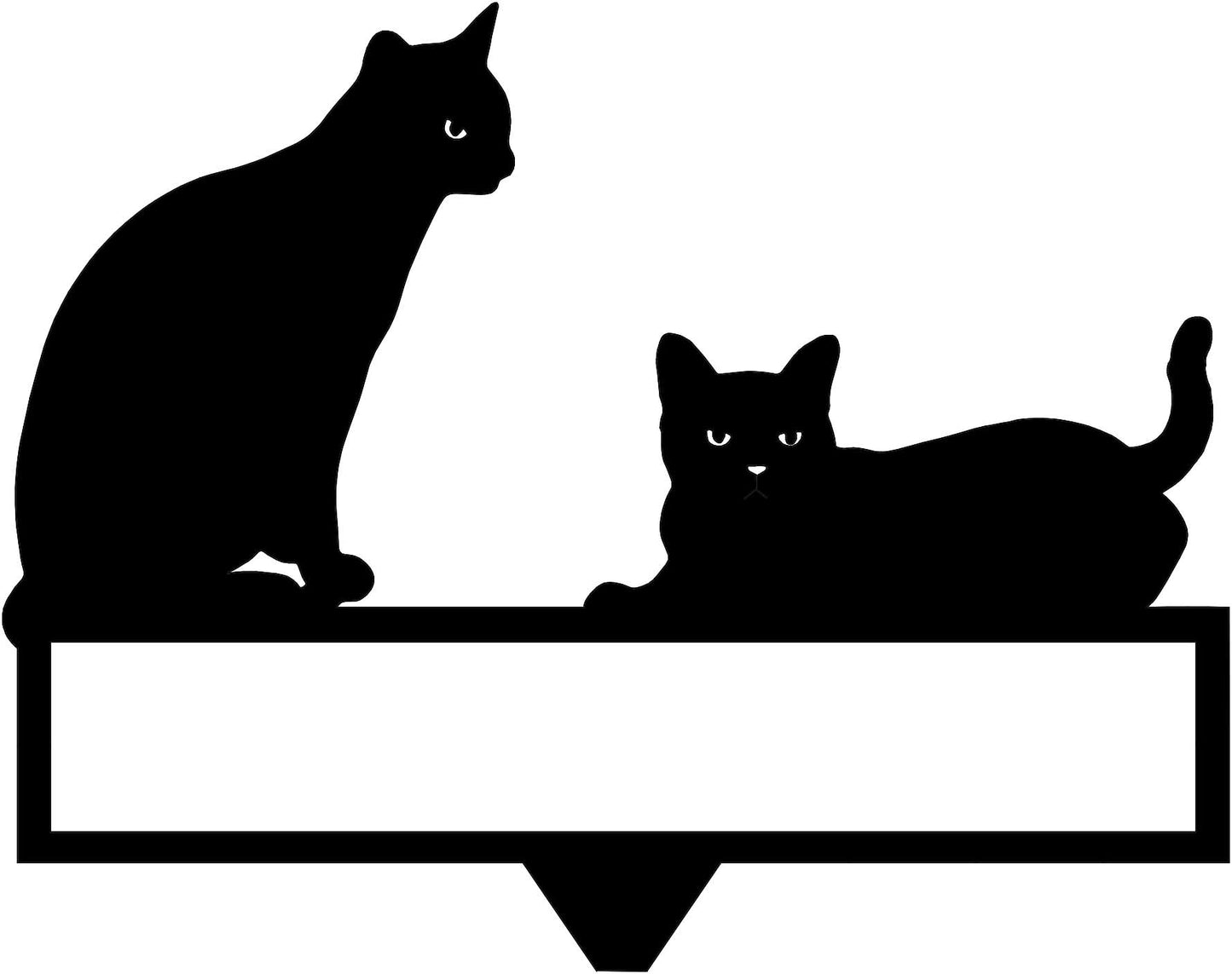 Cats Stake with Custom Text (A22) – Personalized Metal Garden Sign with Cat Silhouettes
