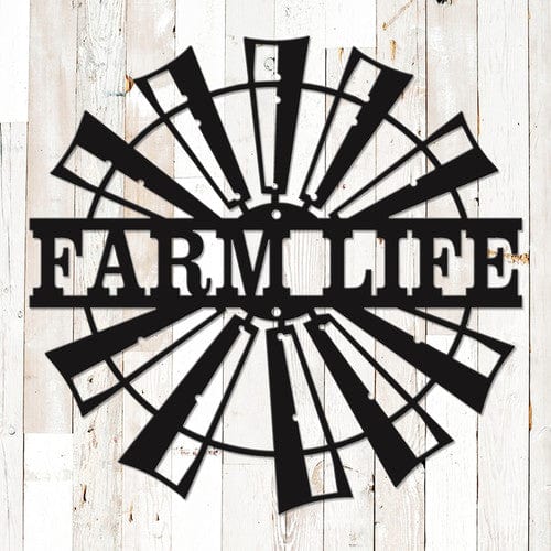 Rusty Rooster Fabrication & Design 18 / Black Windmill Farm Life Monogram (C52)