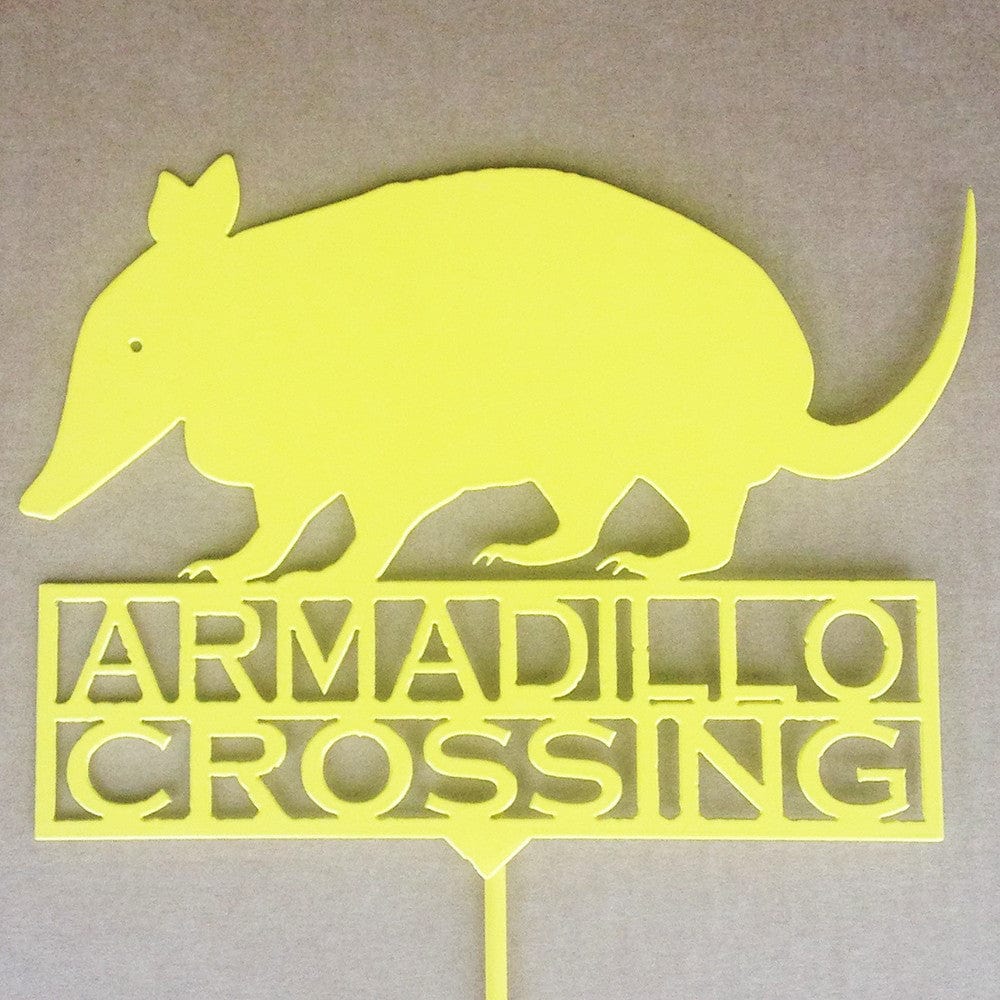 Rusty Rooster Fabrication & Design Armadillo Crossing Garden Stake (A11)