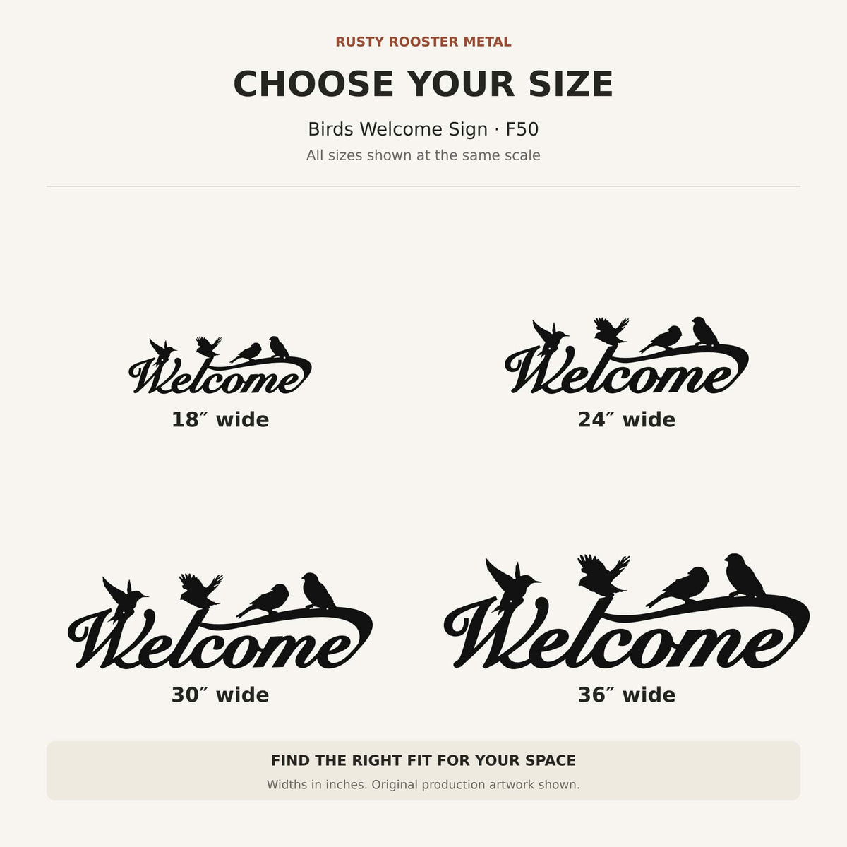 Rusty Rooster Fabrication & Design Birds Welcome Metal Wall Sign (F50)