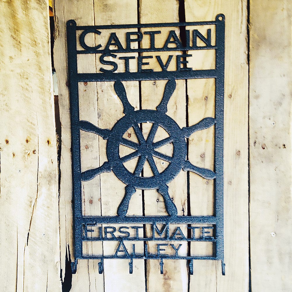 Rusty Rooster Fabrication & Design Captains Wheel with Custom Text (E14)