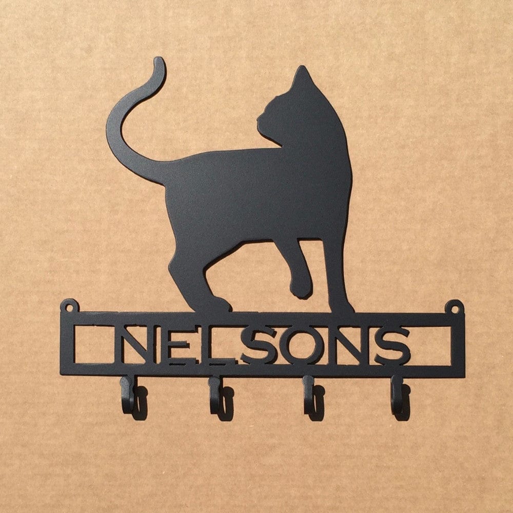 Rusty Rooster Fabrication & Design Cat Key Holder with Personalized Text Field (K20)