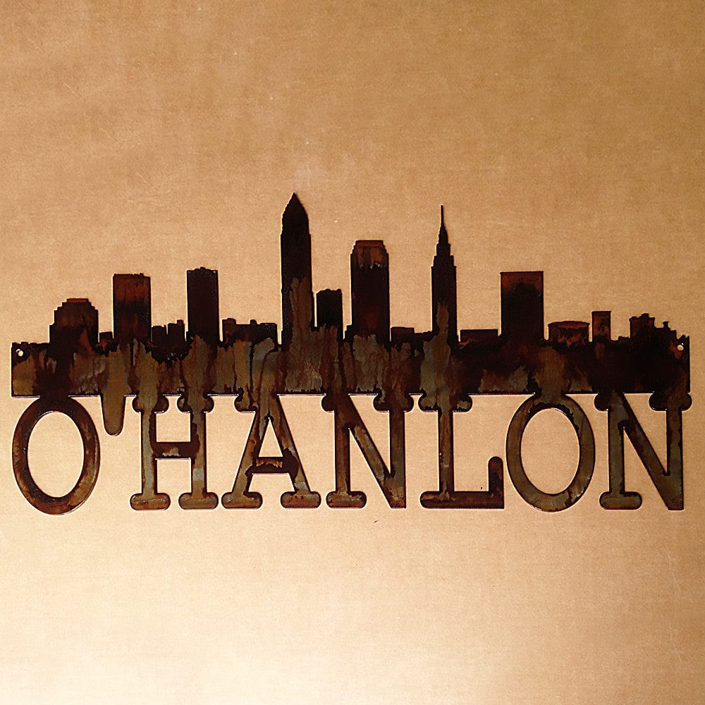 Rusty Rooster Fabrication & Design Cleveland Skyline with Custom Text Underneath Skyline (X19)