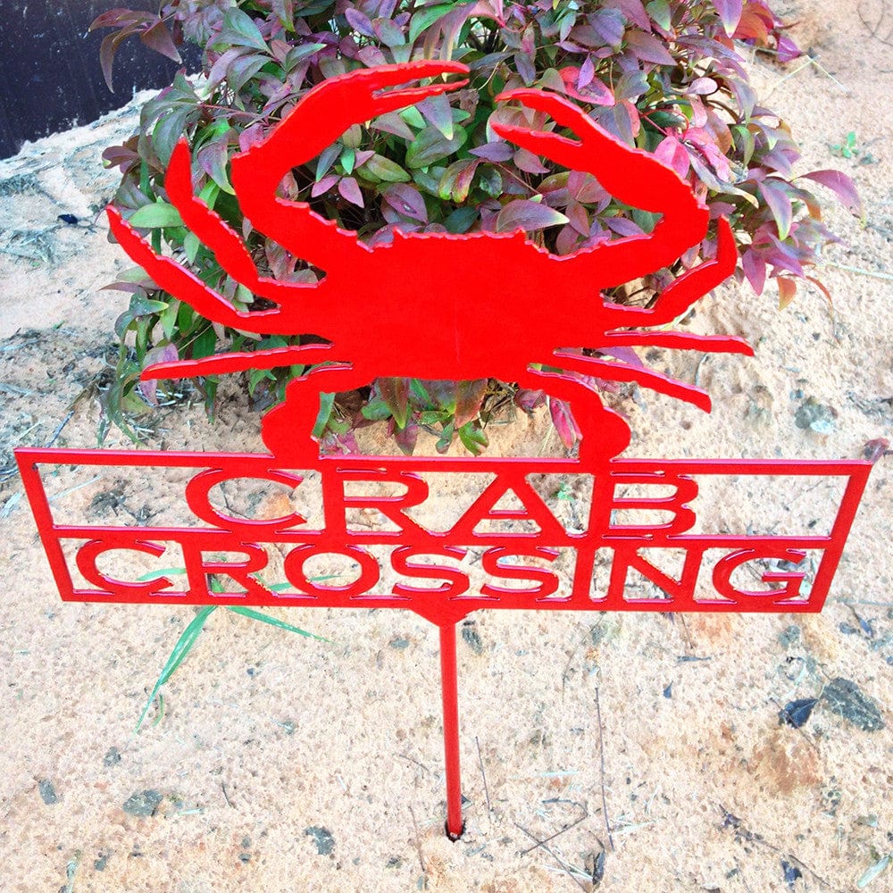 Rusty Rooster Fabrication & Design Crab Crossing Garden Stake (A12)