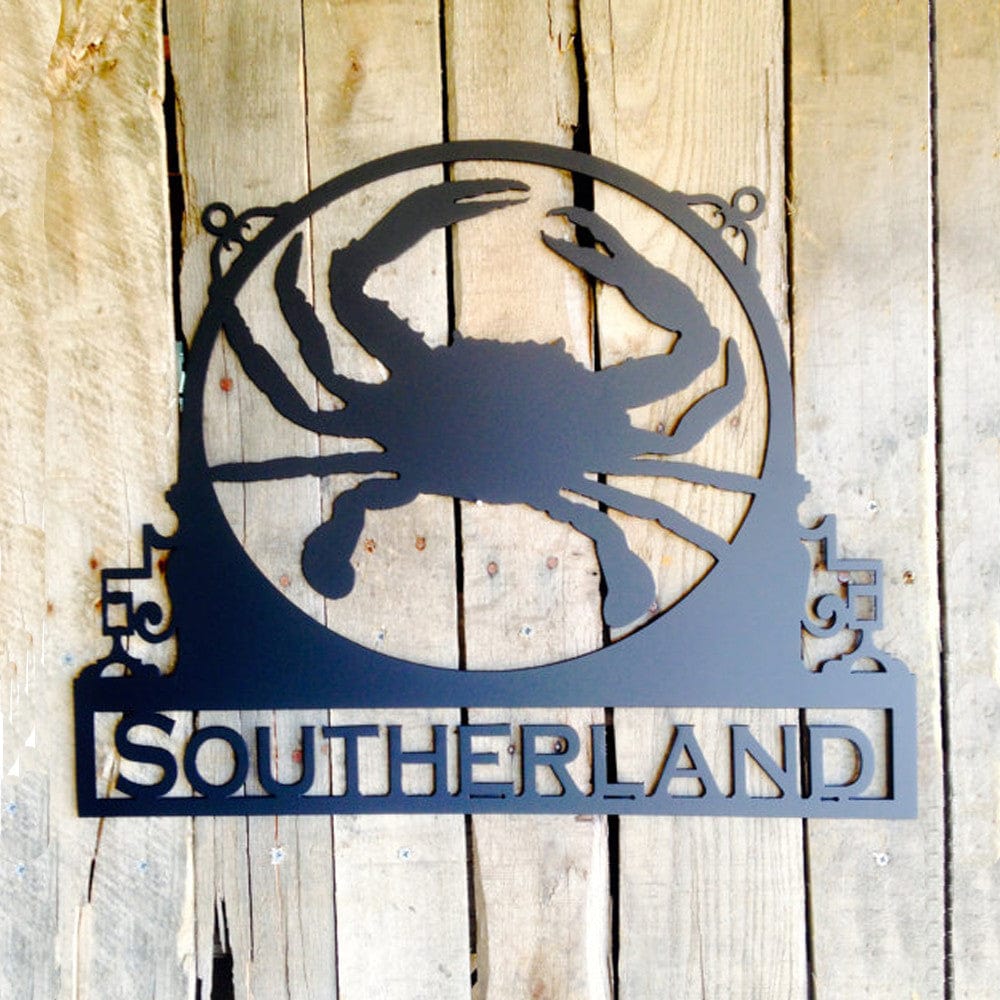Rusty Rooster Fabrication & Design Crab with custom text field (J15)