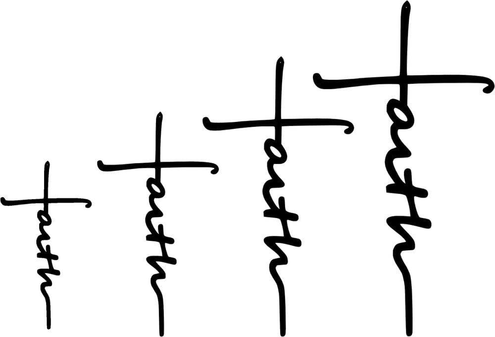 Rusty Rooster Fabrication & Design Faith Cross Metal Sign / Christian Wall Art / Cross Wall Decor / Religious Gift for Christians / Baptism Gift / Faith Word in Cross (B62)