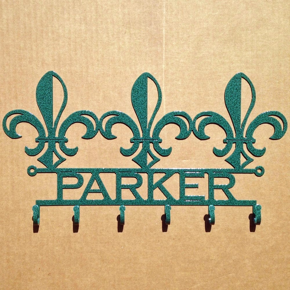 Rusty Rooster Fabrication & Design Fleur De Lis Key Holder with Custom Text Field (Y14)