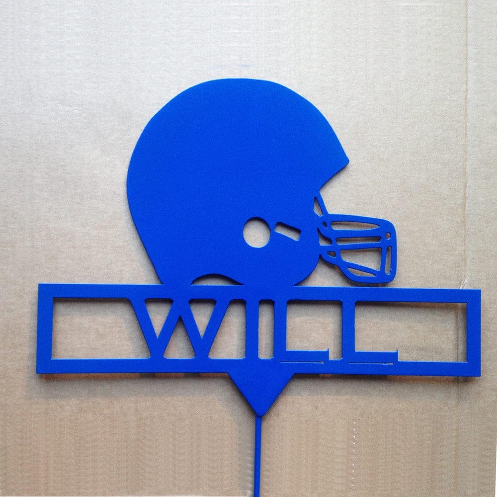 Rusty Rooster Fabrication & Design Football Helmet Garden Stake with Custom Text Box and Your Number in the Helmet (A28)