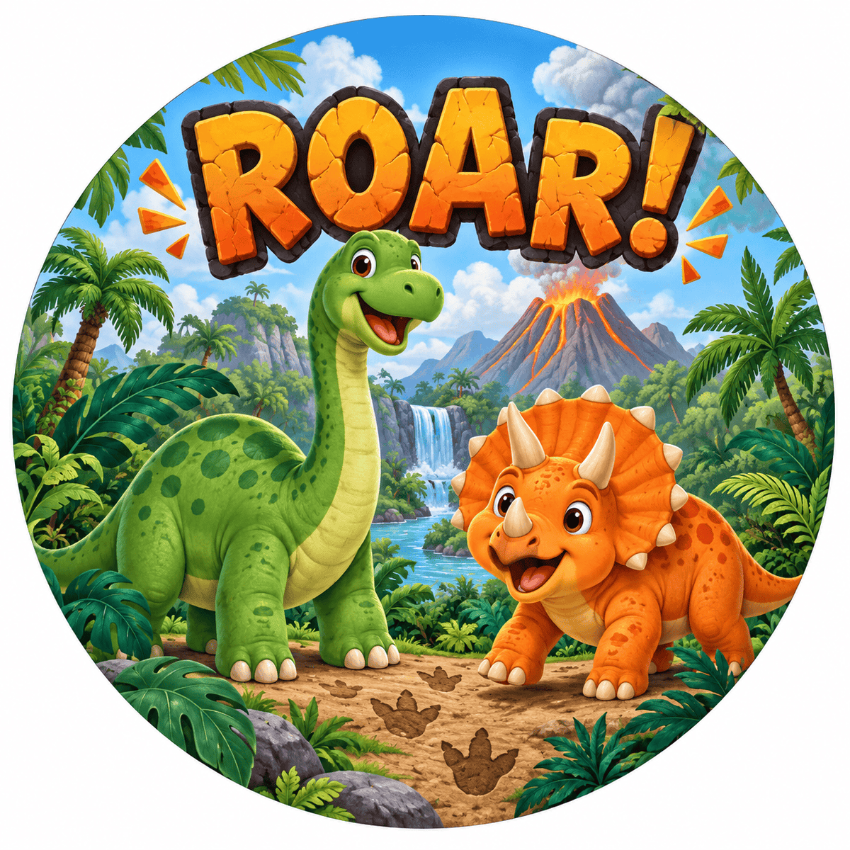Rusty Rooster Fabrication & Design Full-Color Steel Sign Dinosaur Roar Kids Round Steel Sign (Sub A24)
