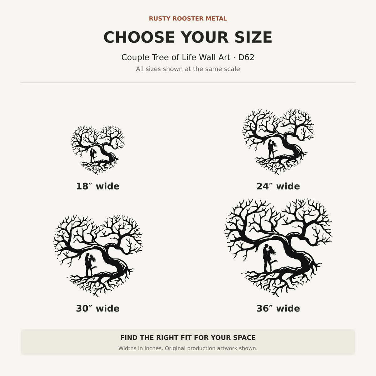 Rusty Rooster Fabrication & Design Home Decor Couple Tree of Life Metal Wall Art (D62)
