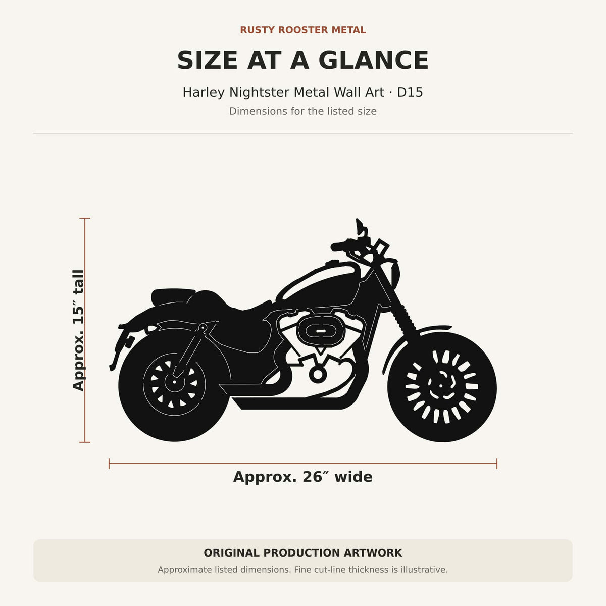 Rusty Rooster Fabrication & Design Home Decor Harley Nightster Metal Wall Art – Custom Motorcycle Decor (D15)