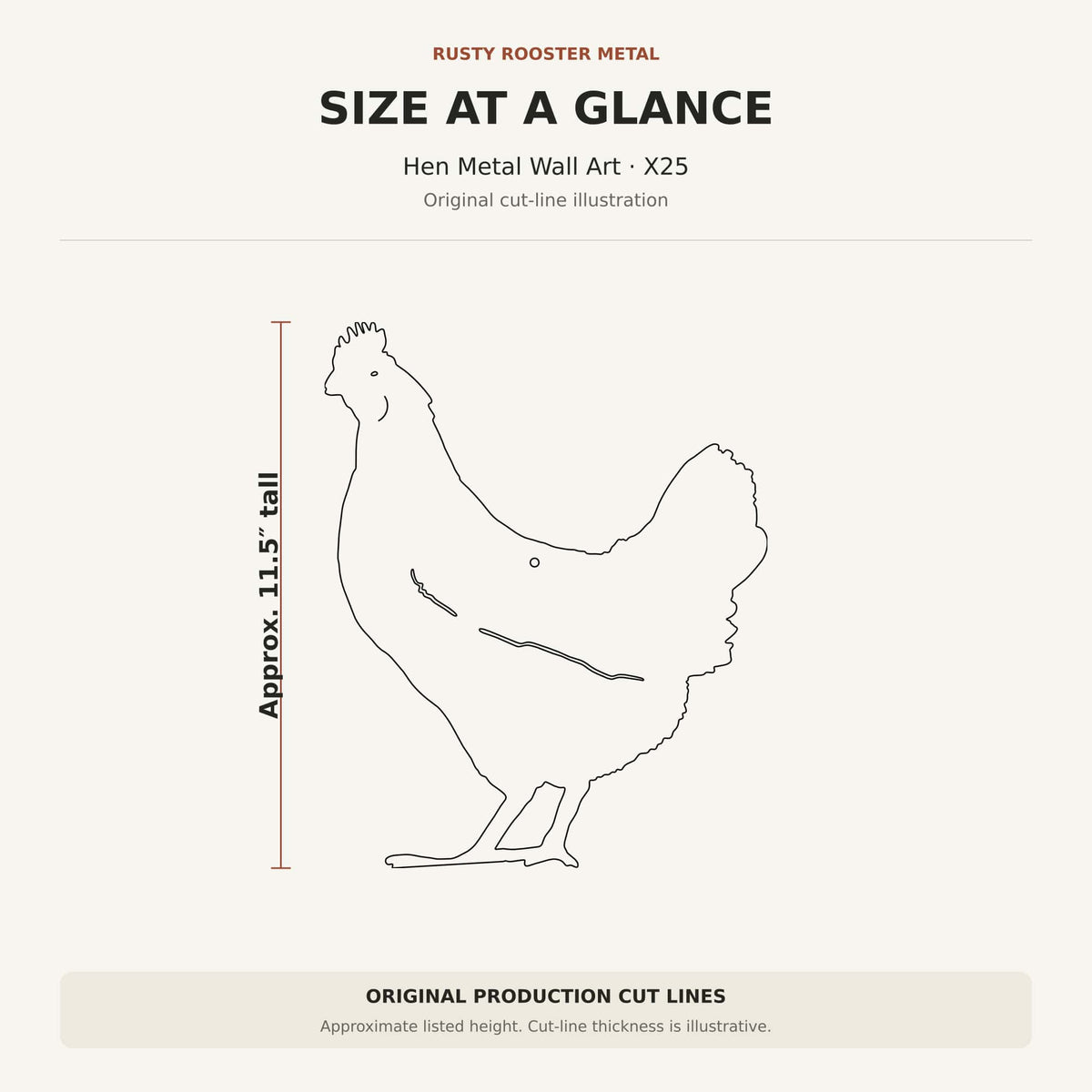 Rusty Rooster Fabrication & Design Home Decor Hen Metal Wall Art – Farmhouse Rustic Chicken Silhouette (X25)