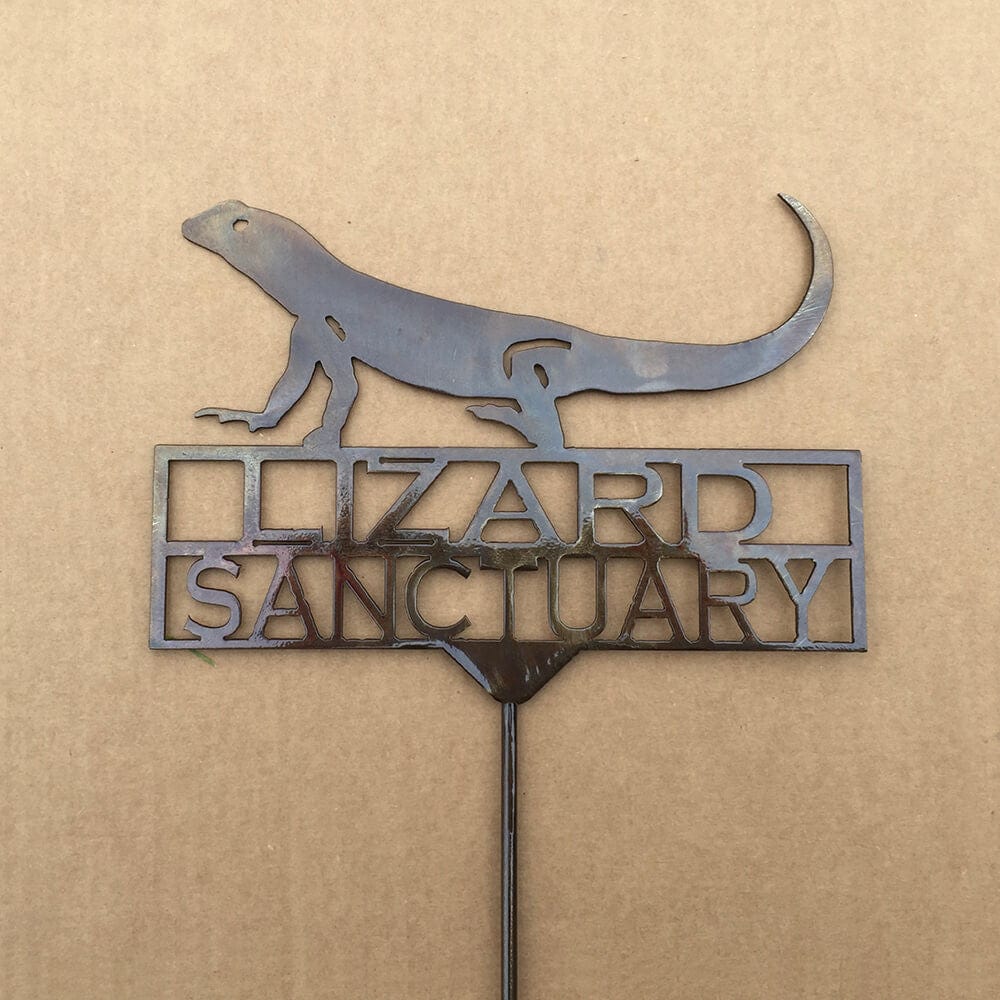 Rusty Rooster Fabrication & Design Lizard Crossing Garden Stake (Z2)