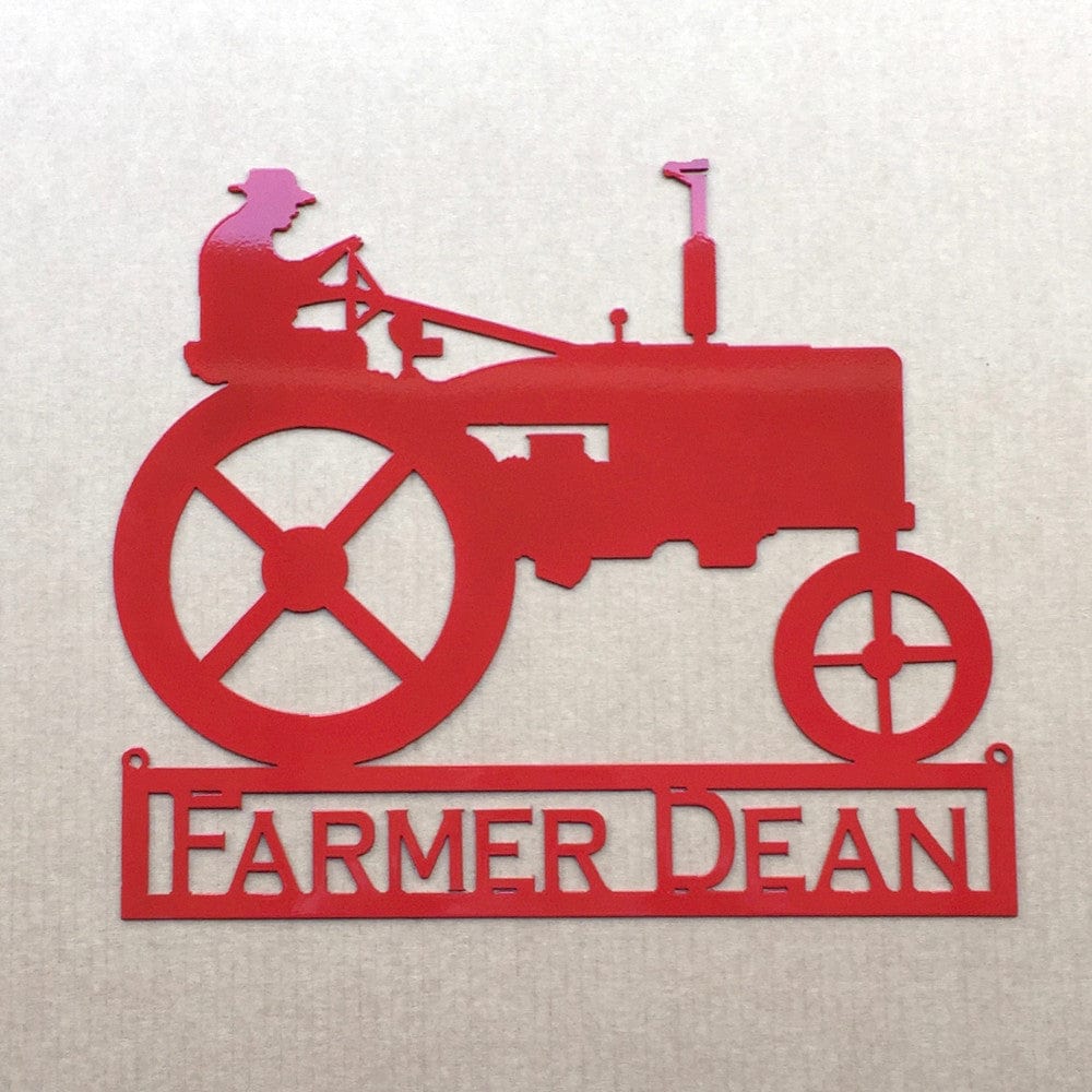 Rusty Rooster Fabrication & Design Man on Tractor Custom Name Metal Wall Art (H15)