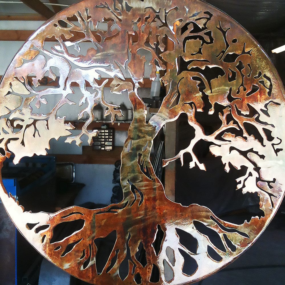 Rusty Rooster Fabrication & Design Metal Art Tree Of Life 20" with 1" Ring to hold it away from the wall (D16)