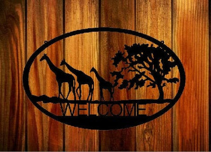 Rusty Rooster Fabrication & Design Metal Art Welcome Sign Giraffe (N8)