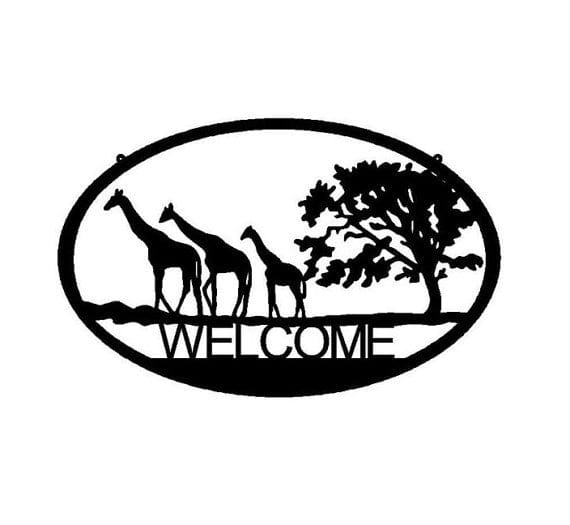 Rusty Rooster Fabrication & Design Metal Art Welcome Sign Giraffe (N8)