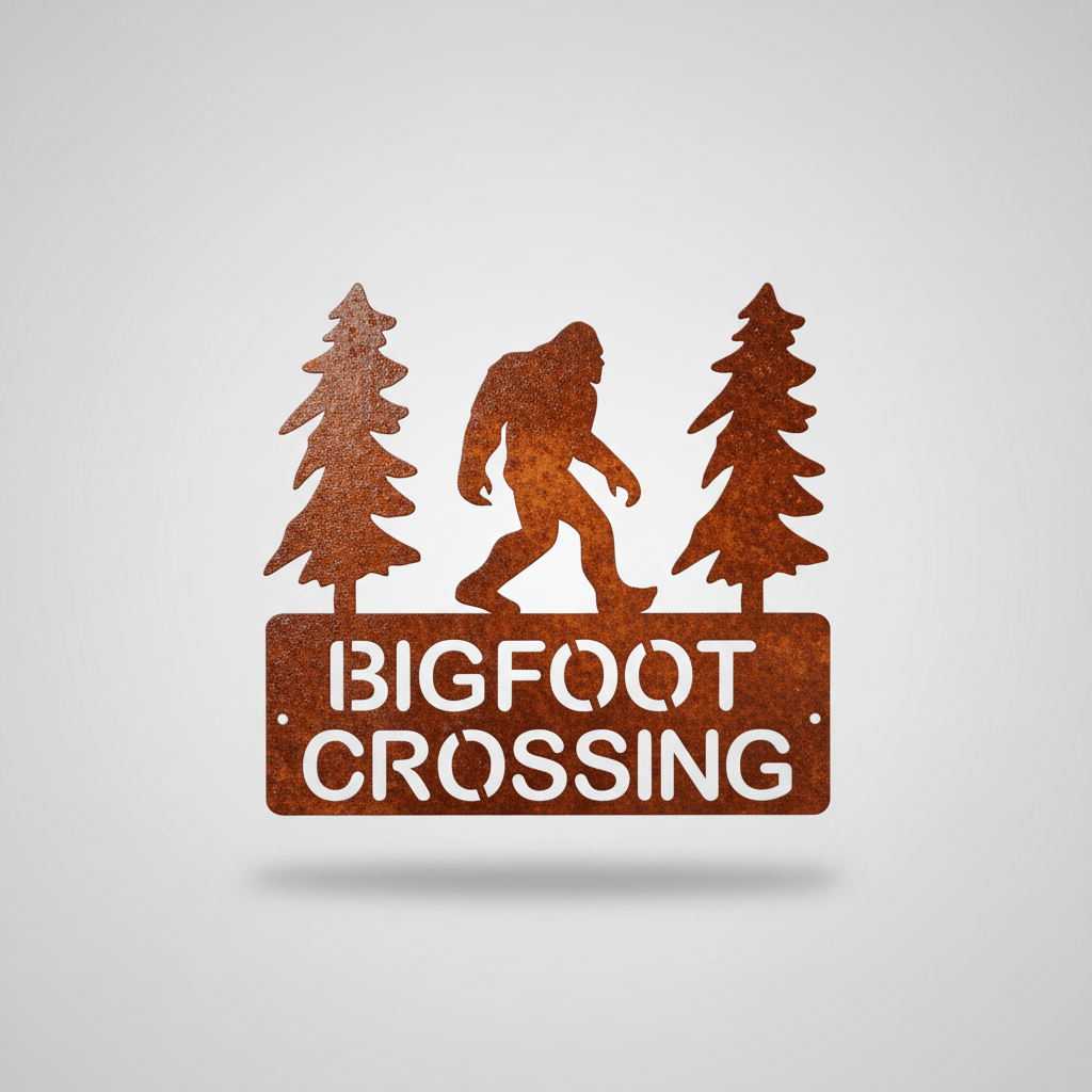 Rusty Rooster Fabrication & Design metal Sign Bigfoot Crossing (Pkg of 4) ( A9 )