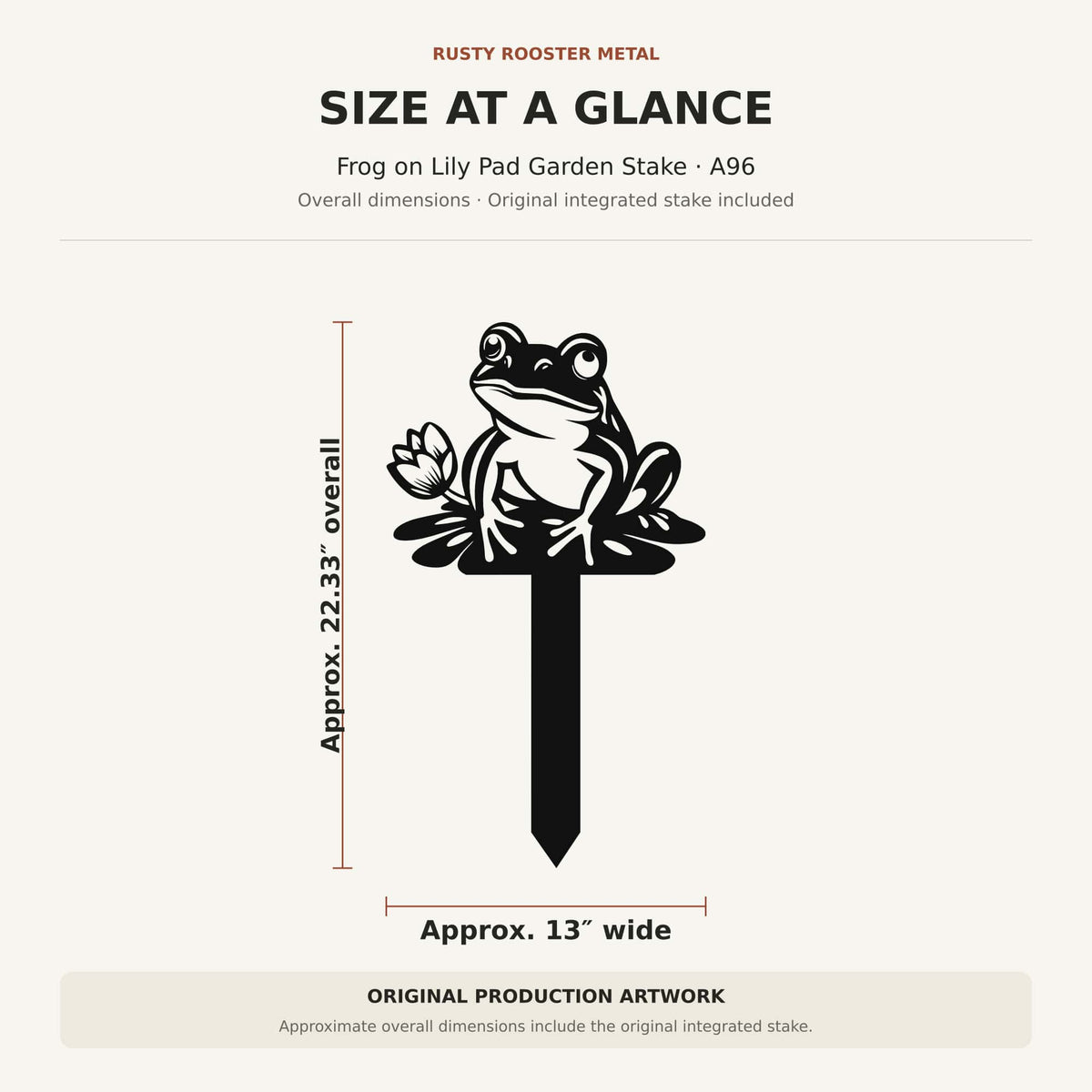 Rusty Rooster Fabrication & Design metal Sign Frog on Lily Pad Metal Garden Stake (A96)