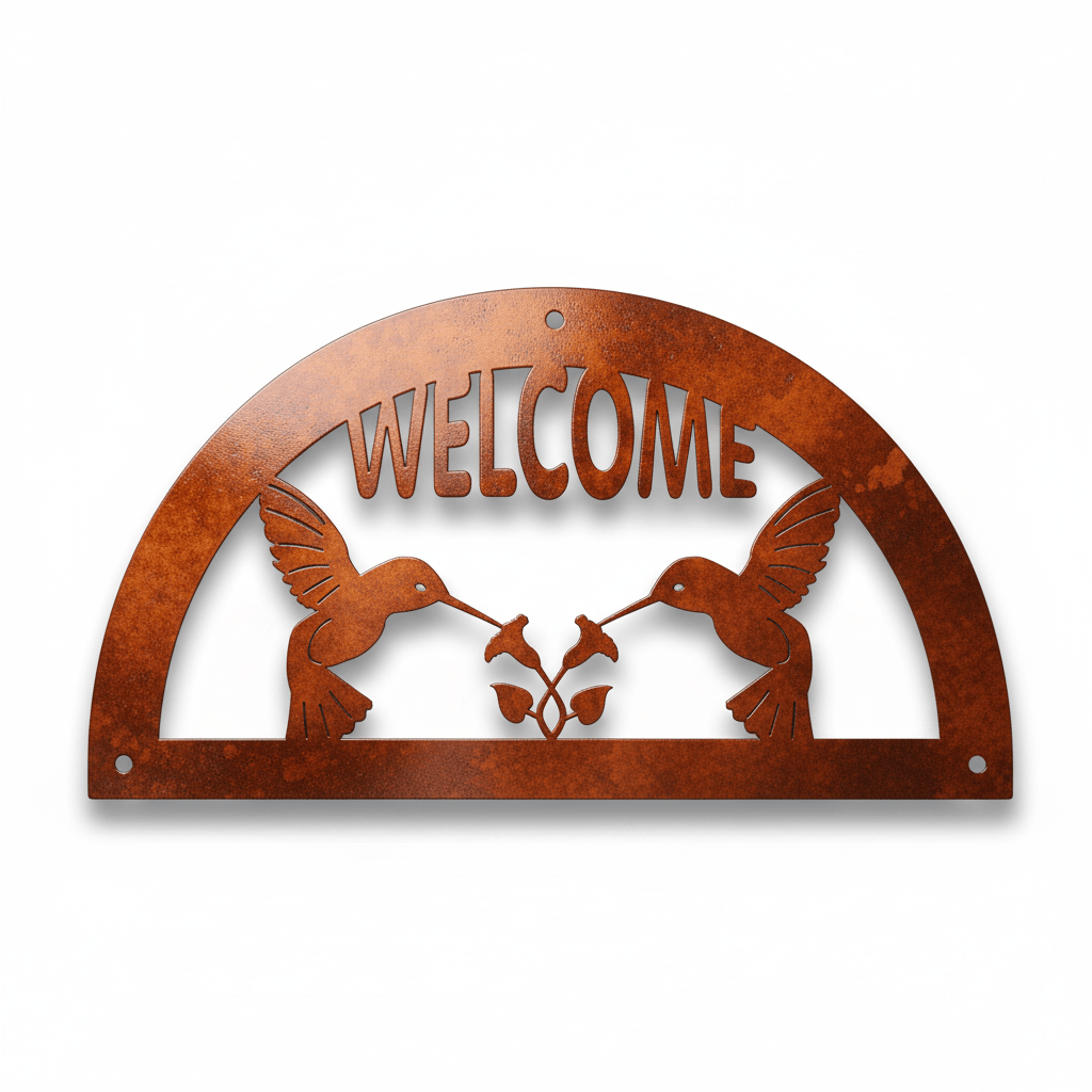 Rusty Rooster Fabrication & Design metal Sign Hummingbirds Welcome Sign (Pkg of 4) ( A19 )