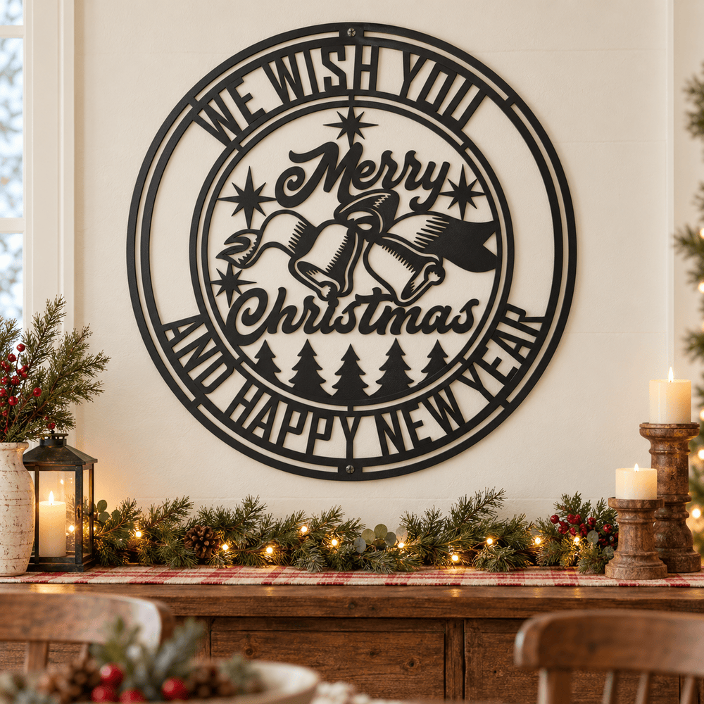 Rusty Rooster Fabrication & Design Metal Sign Merry Christmas & Happy New Year Metal Sign (D83)