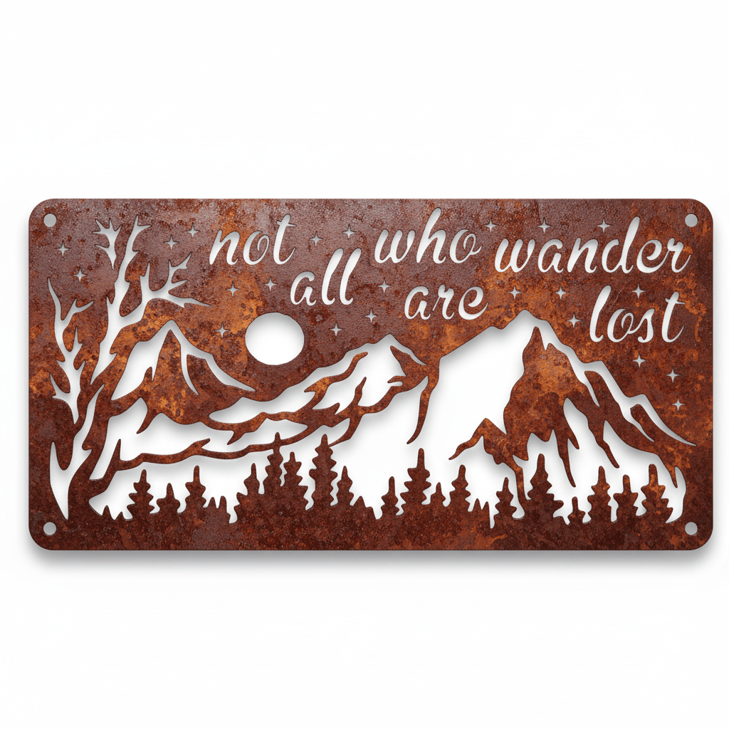 Rusty Rooster Fabrication & Design metal Sign Not All Who Wander Are Lost ( Pkg of 4 ) ( A42 )