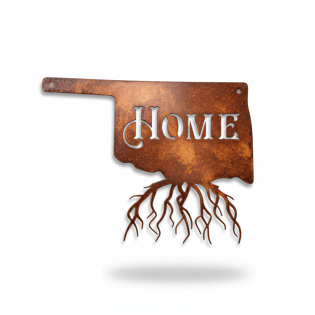 Rusty Rooster Fabrication & Design metal Sign Oklahoma Home ( Pkg of 4 ) ( A22 )