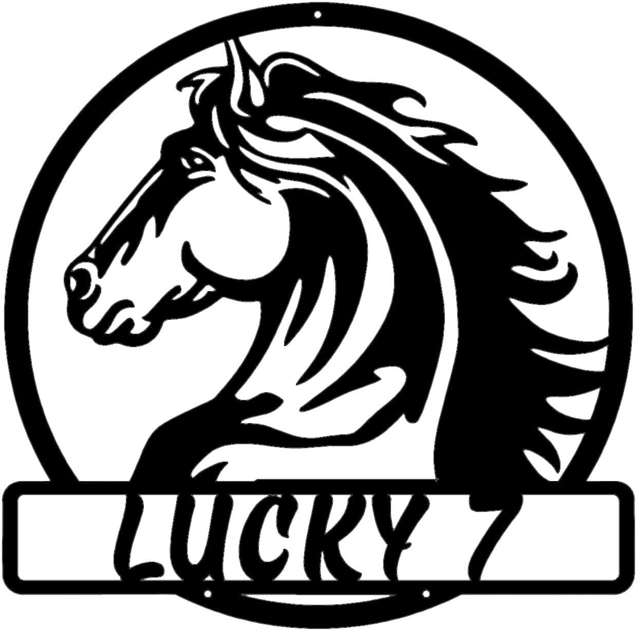 Rusty Rooster Fabrication & Design metal Sign Personalized Horse Head Custom Sign - Equestrian Elegance (C70)