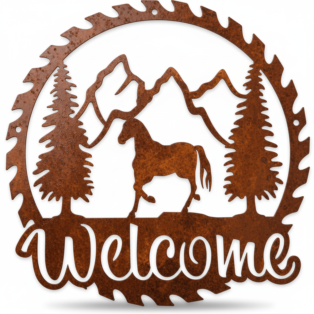 Rusty Rooster Fabrication & Design metal Sign Sawblade Pig ( Pkg of 4 ) ( A52 )