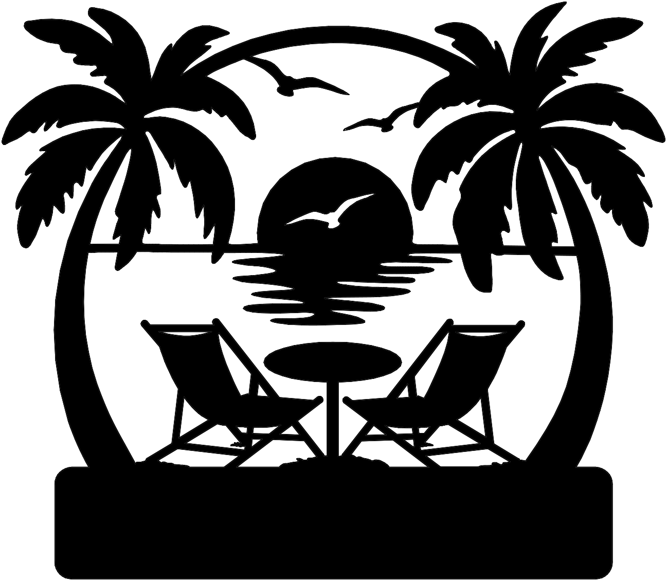 Rusty Rooster Fabrication & Design metal Sign Sunset Shores Escape – Personalized Tropical Metal Sign (B94)