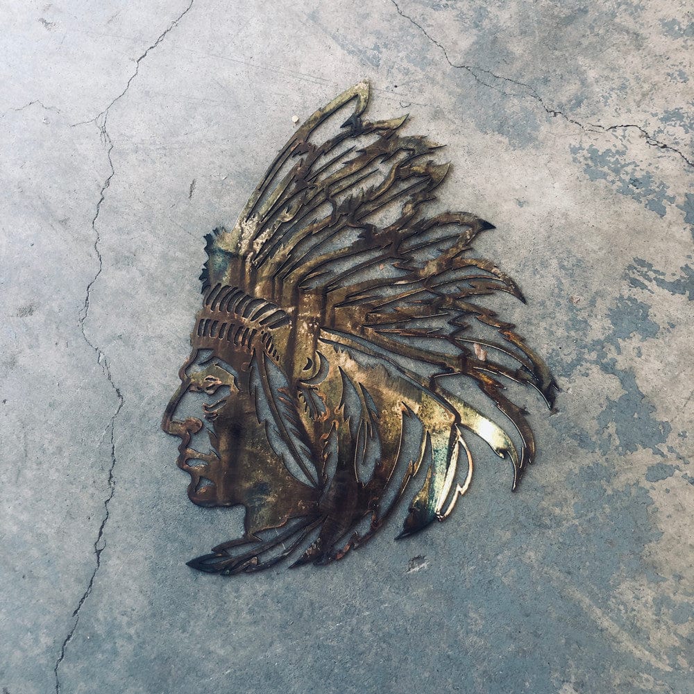 Rusty Rooster Fabrication & Design Native American with Head Dress (O43)