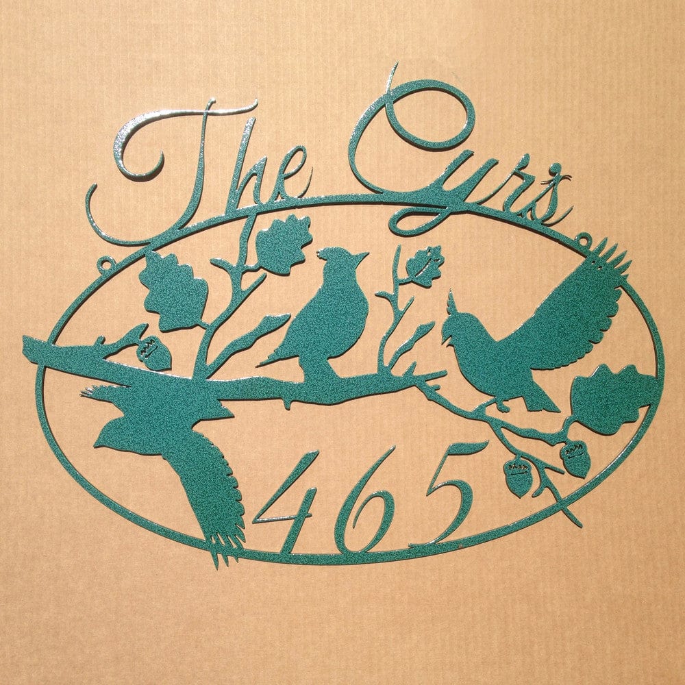 Rusty Rooster Fabrication & Design Personalized Address Sign with Cardinals on a Branch Metal Art (O21)