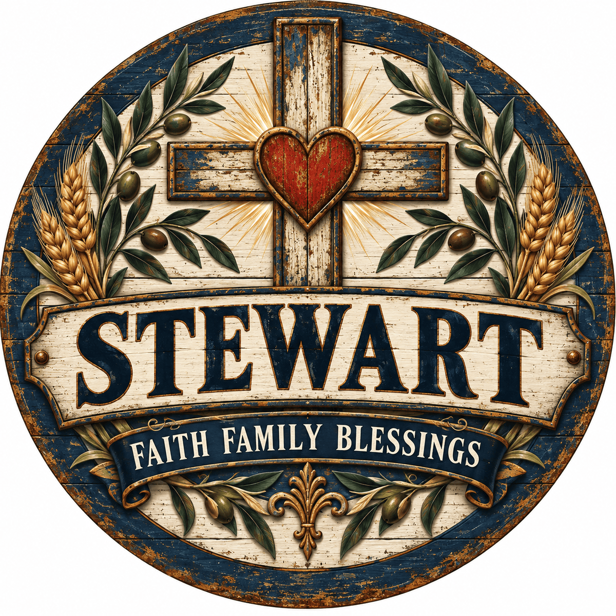 Rusty Rooster Fabrication & Design Personalized Full-Color Steel Sign Personalized Faith Family Blessings Round Steel Sign (Sub A90)