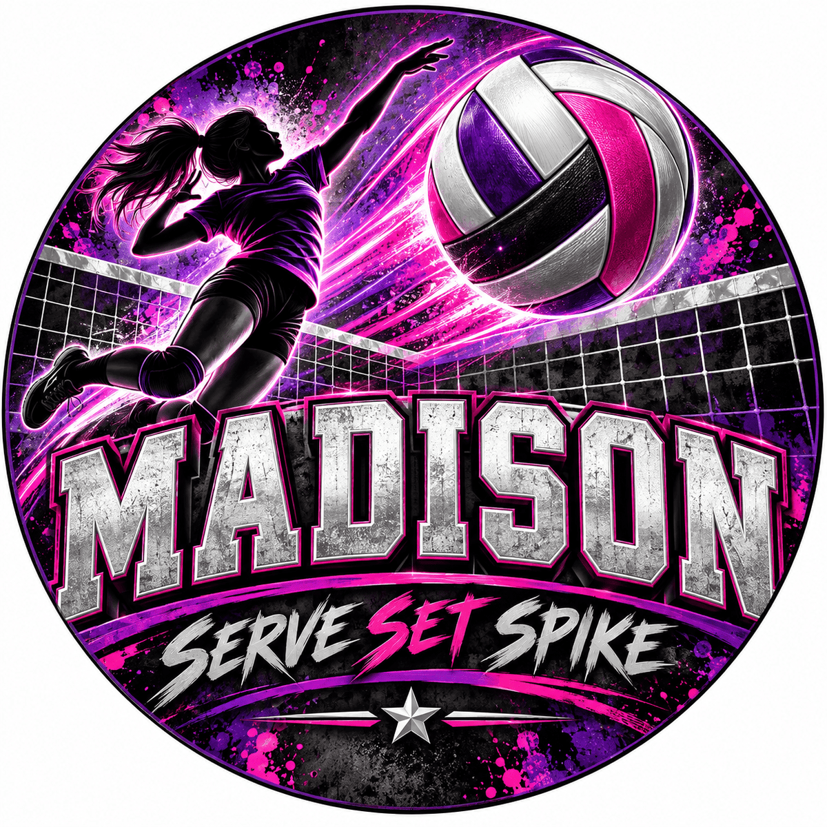 Rusty Rooster Fabrication & Design Personalized Full-Color Steel Sign Personalized Serve Set Spike Volleyball Round Steel Sign (Sub A109)
