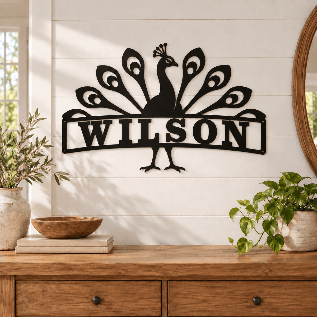 Rusty Rooster Fabrication & Design Personalized Metal Sign Personalized Peacock Family Name Metal Sign (D95)