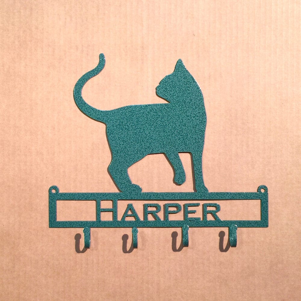 Rusty Rooster Fabrication & Design Personalized Purrfection: Cat with Custom Text Key Holder - Keep Your Keys in Feline Style! (S10)