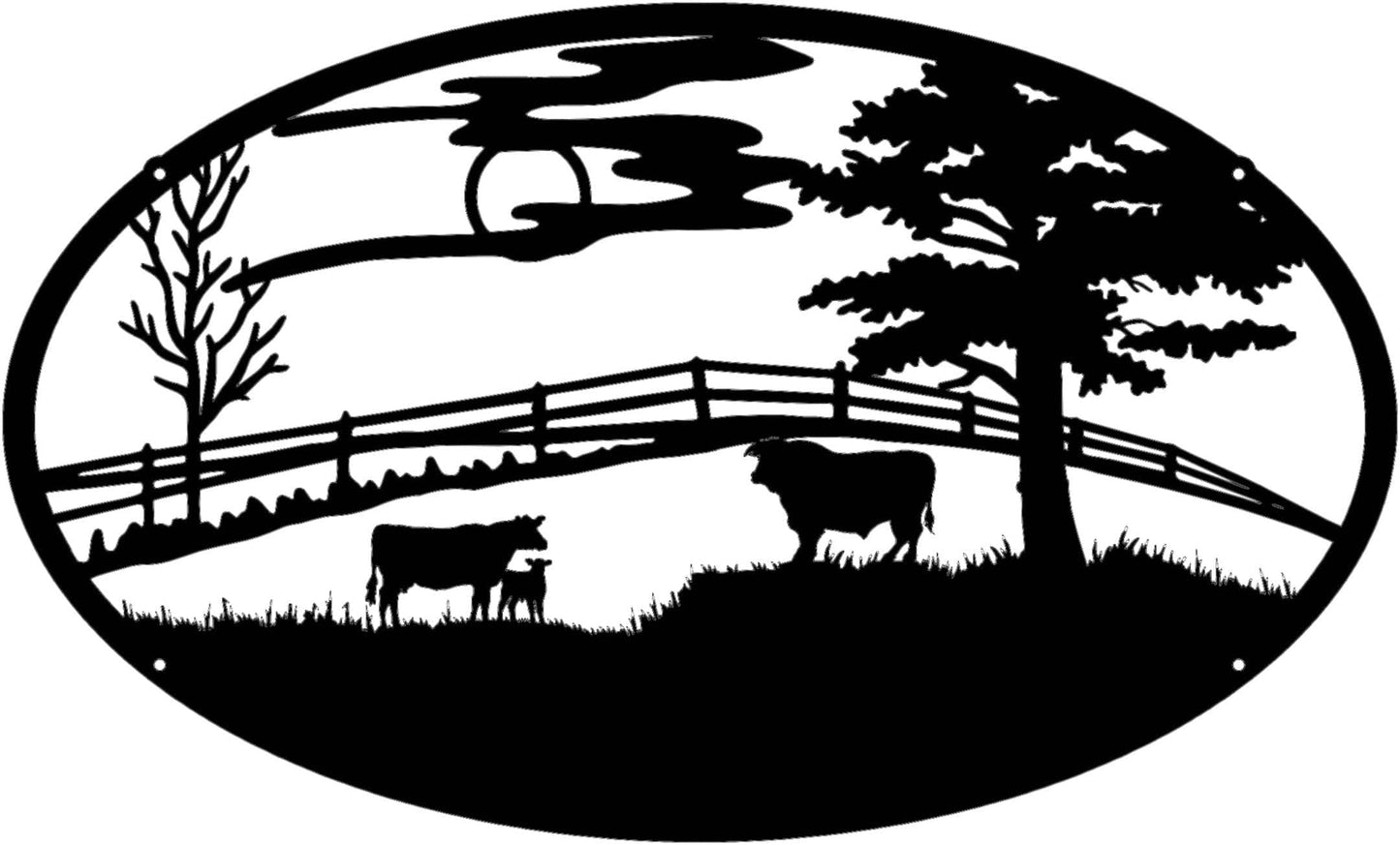 Rusty Rooster Fabrication & Design Physical product Cattle Grazing in the Field Ranch Sign (E24)