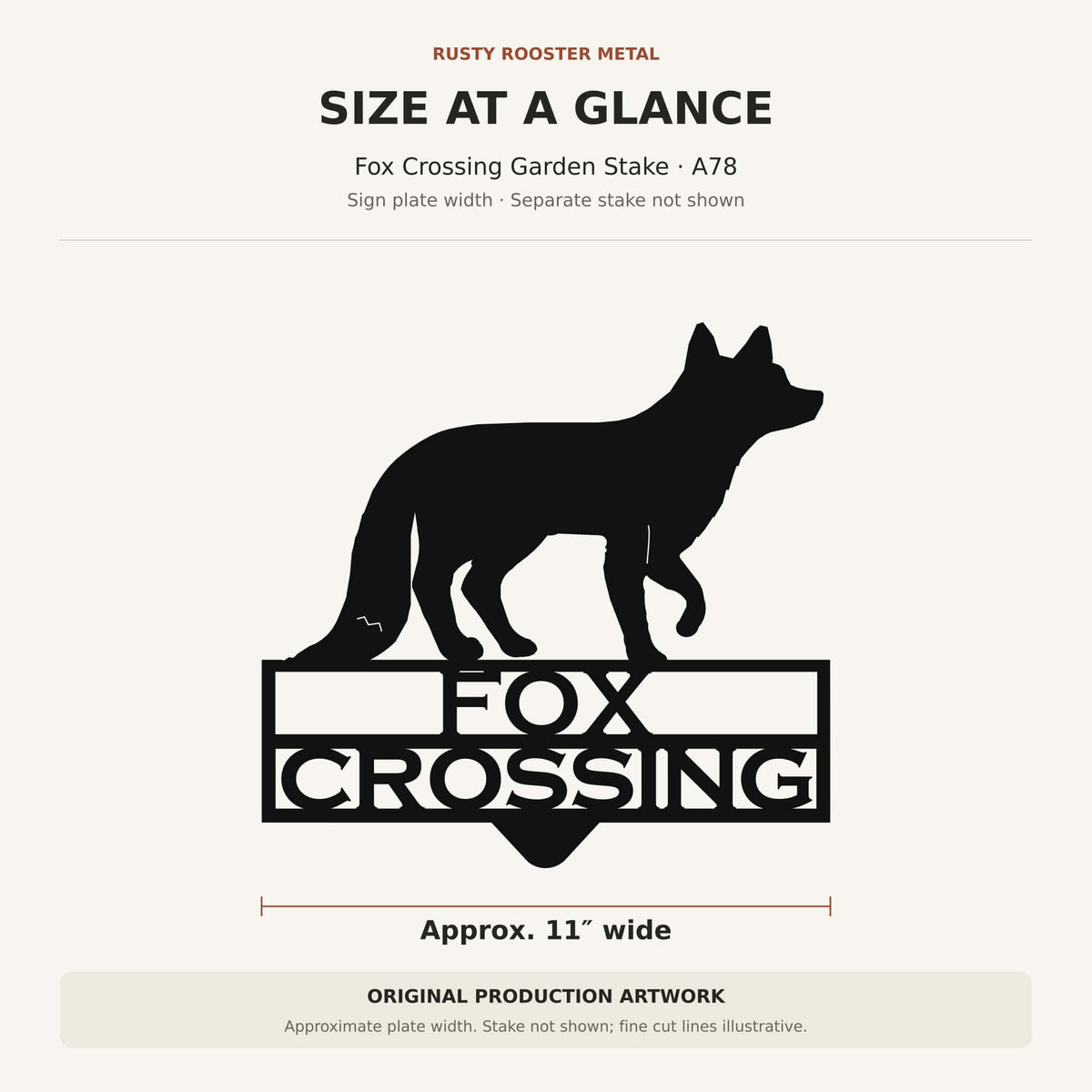 Rusty Rooster Fabrication & Design Physical product Fox Crossing Metal Garden Stake – Outdoor Yard Decor (A78)