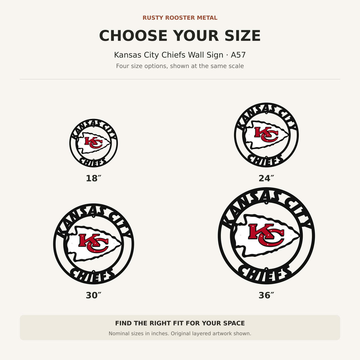 Rusty Rooster Fabrication & Design Physical product Kansas City Chiefs Metal Wall Sign (A57)