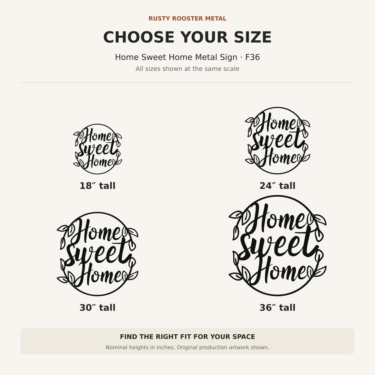 Rusty Rooster Fabrication & Design Physical product Oval Home Sweet Home Metal Sign (F36)