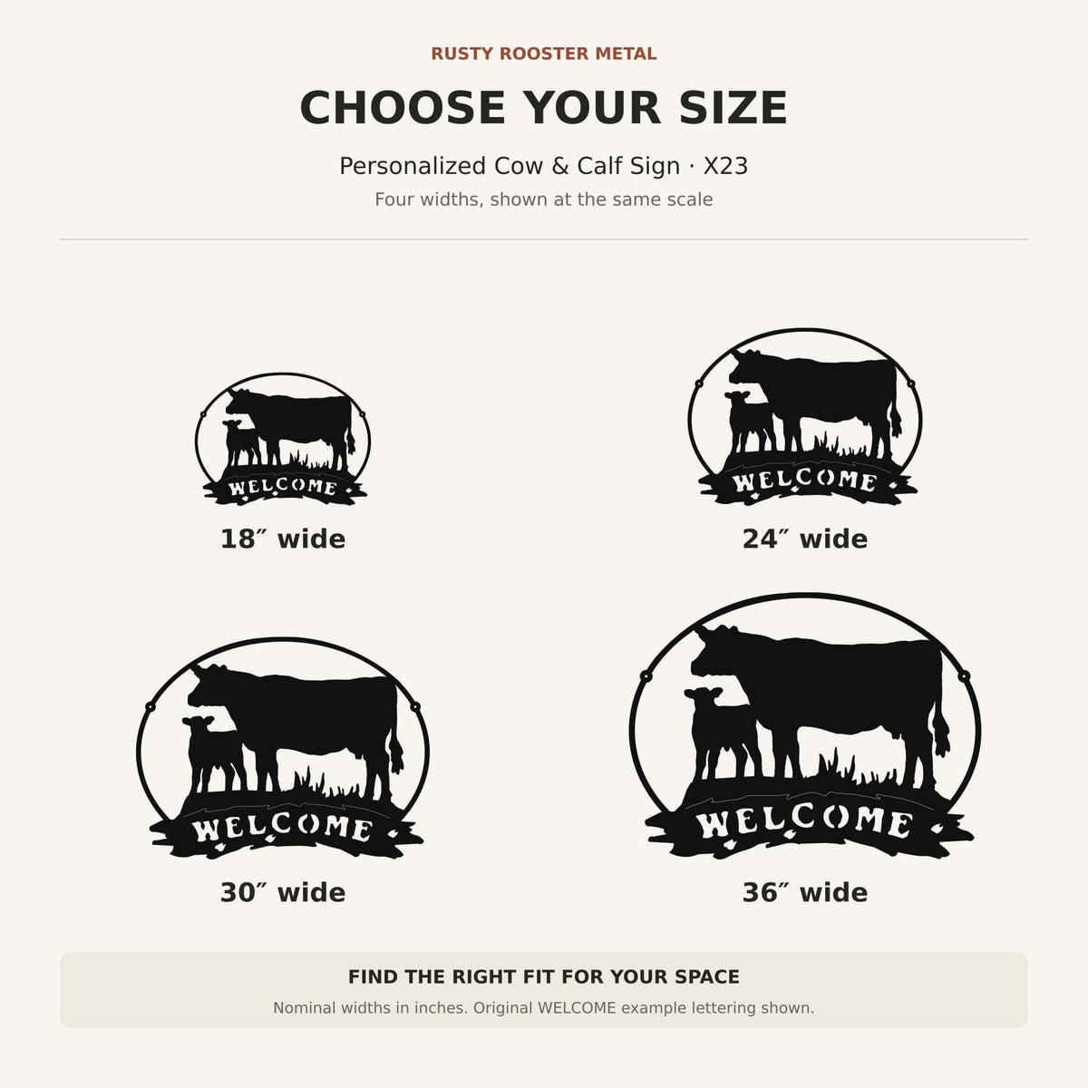 Rusty Rooster Fabrication & Design Physical product Personalized Cow & Calf Welcome Sign – Custom Farm Metal Decor (X23)