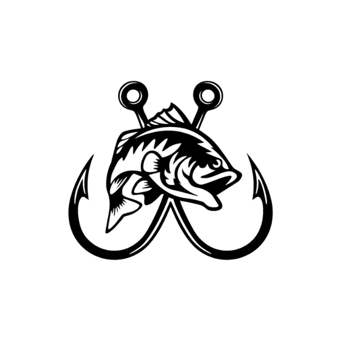 aluminum fish hooks Rustic Metal Fish Hooks with Bass Design
