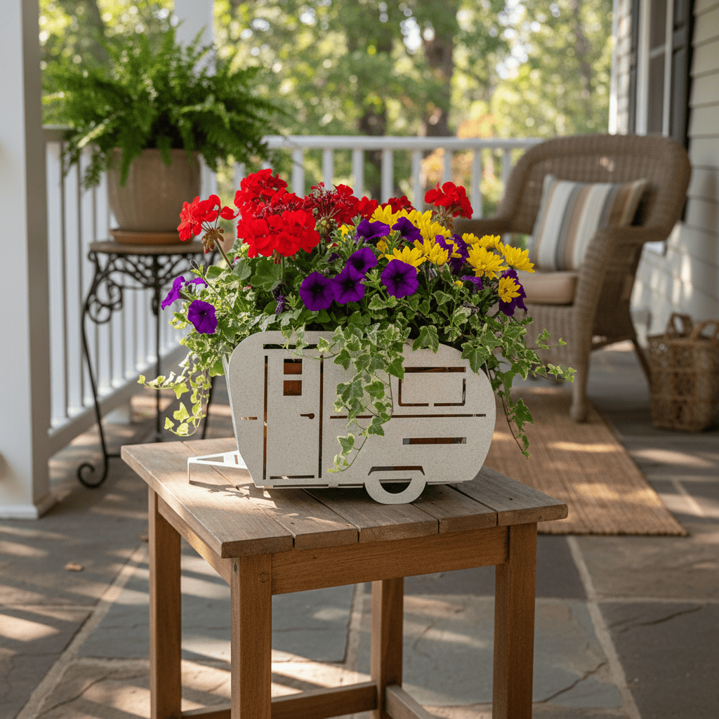 indoor vs outdoor planter RV Trailer Metal Planter - Rolling Indoor