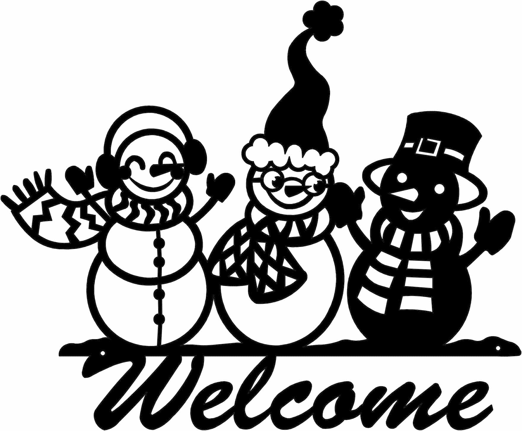 Rusty Rooster Fabrication & Design Physical product Three snowman welcome sign (U32)