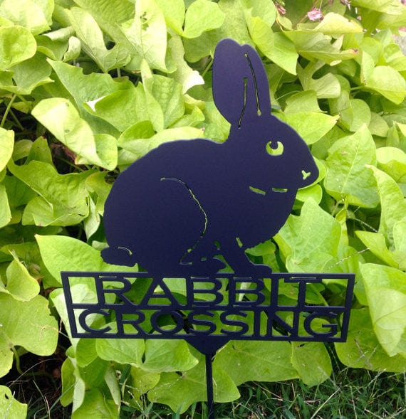 Rusty Rooster Fabrication & Design Rabbit Crossing Metal Garden Stake (Y17)