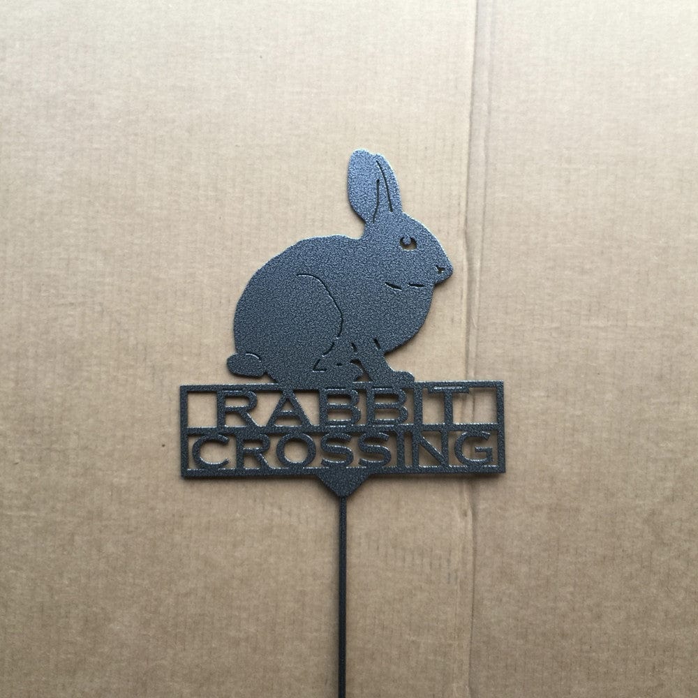 Rusty Rooster Fabrication & Design Rabbit Crossing Metal Garden Stake (Y17)