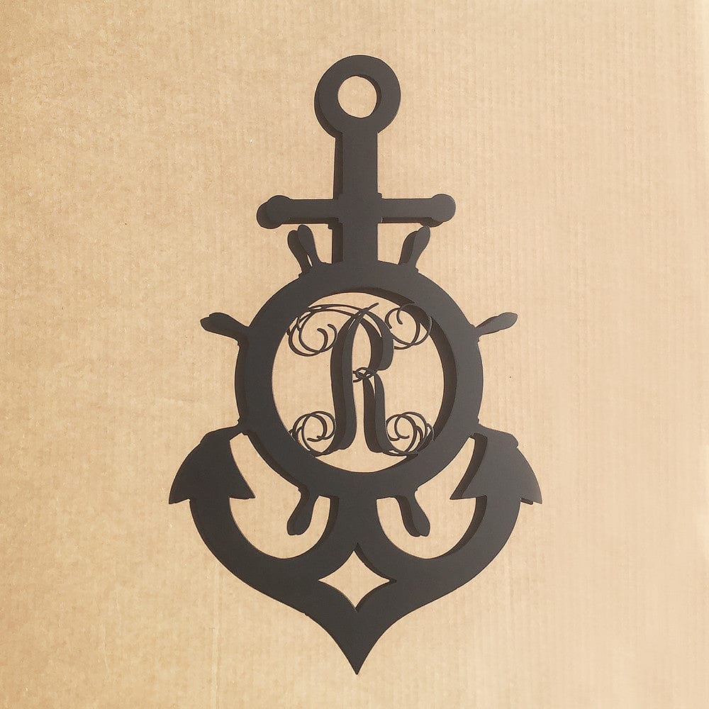Rusty Rooster Fabrication & Design Ships Wheel And Anchor With Vine Monogram (S23)