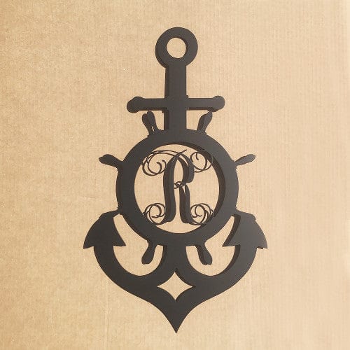 Rusty Rooster Fabrication & Design Ships Wheel And Anchor With Vine Monogram (S23)