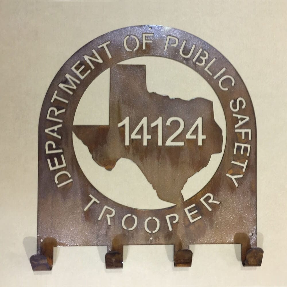 Rusty Rooster Fabrication & Design Texas State Trooper Coat & Hat Rack (Q21)