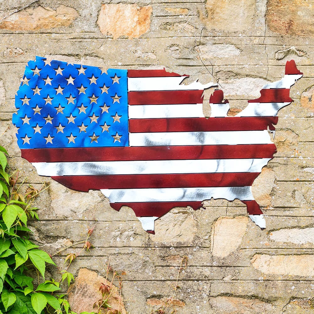 Rusty Rooster Fabrication & Design USA Map Flag (E34)